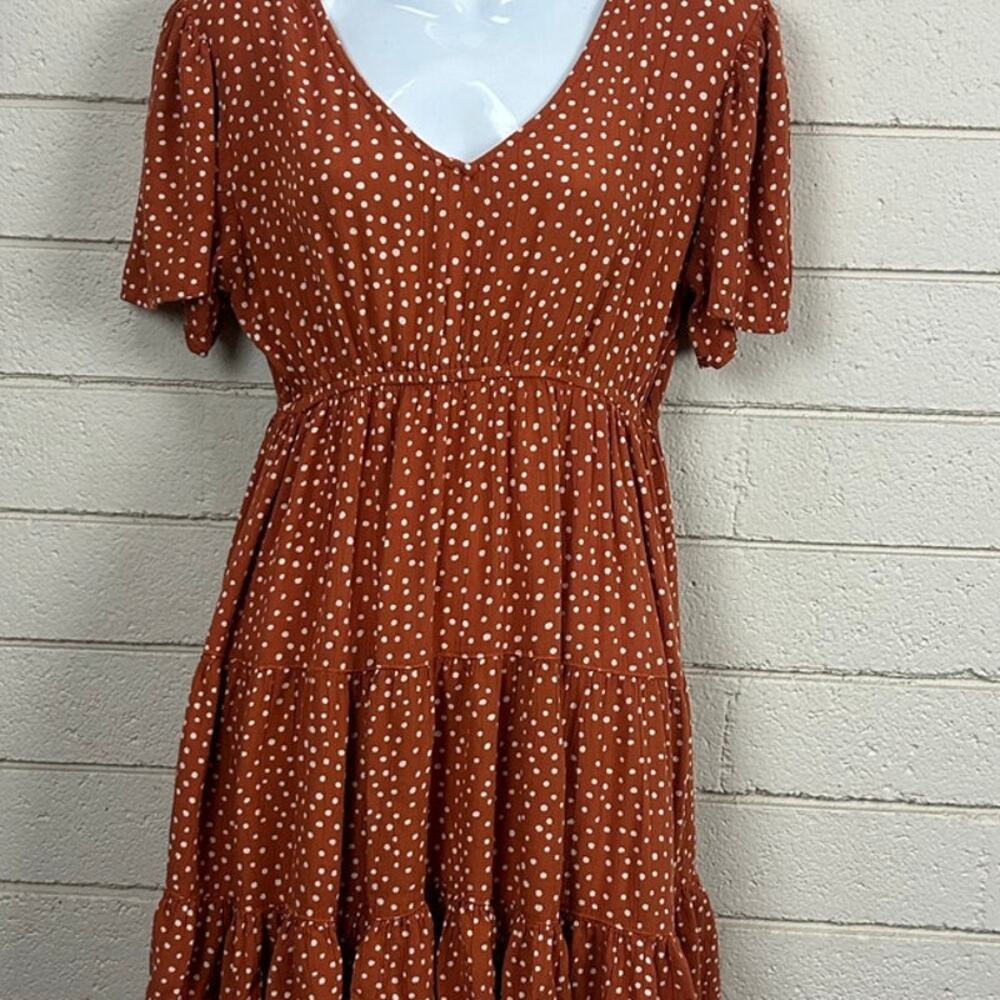Angie Polka Dot Brown Dress size L - Picture 5 of 8